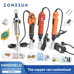 ZONESUN-Portable Handheld Bottle Capping Machine, com Anel de Segurança, Plastic Bottle Capper, Capping Tool