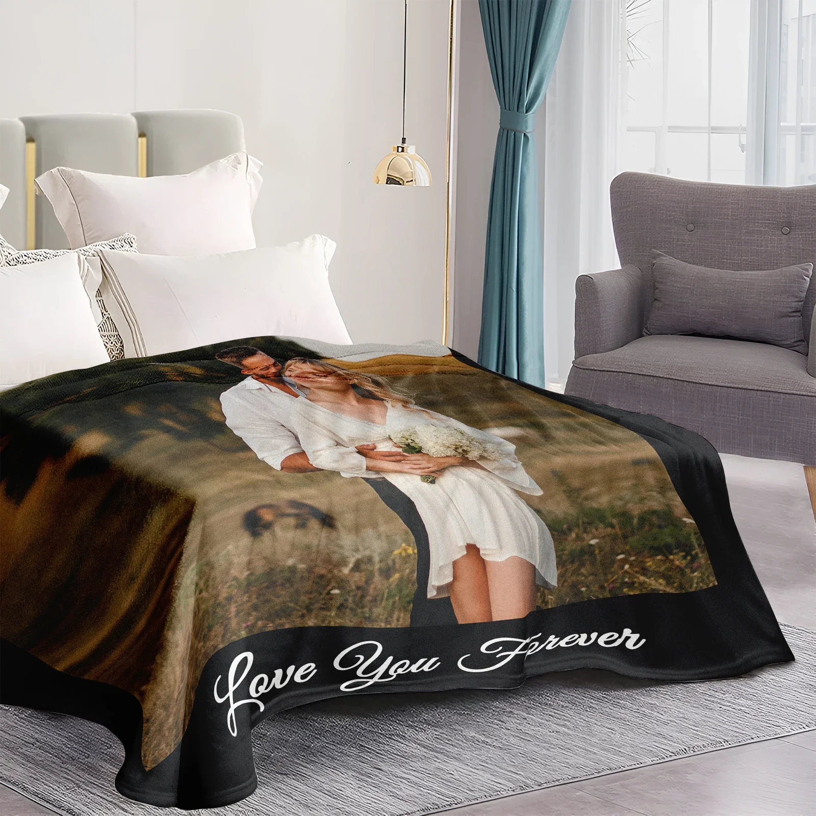 

Soft Warm and High Quality Customized Photo Blanket Personalized Collage and Text Ideal For Couples Friends and Families