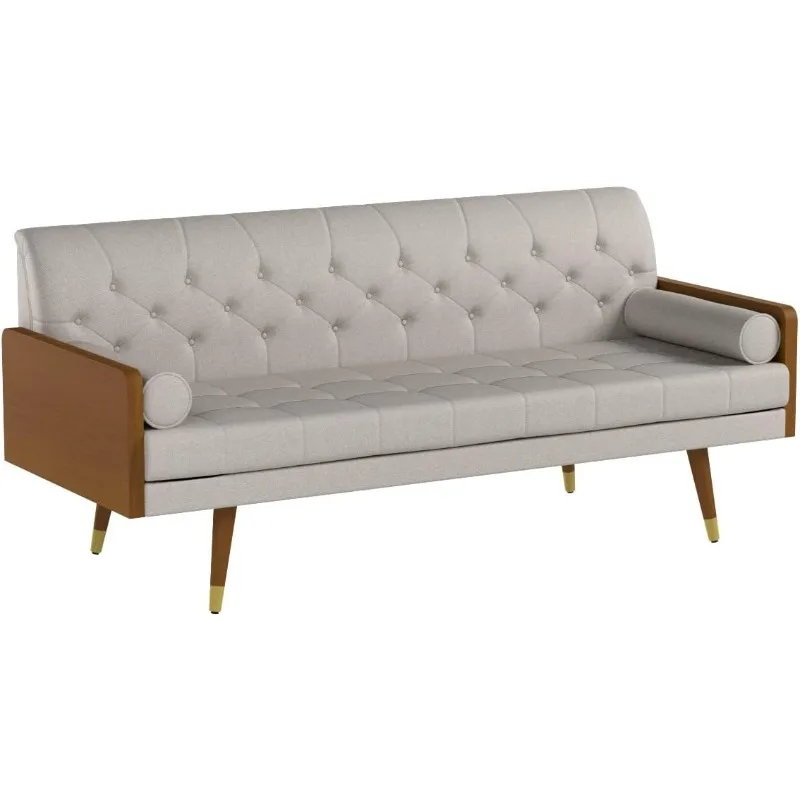 

Aidan Mid Century Modern Tufted Fabric Sofa, Beige