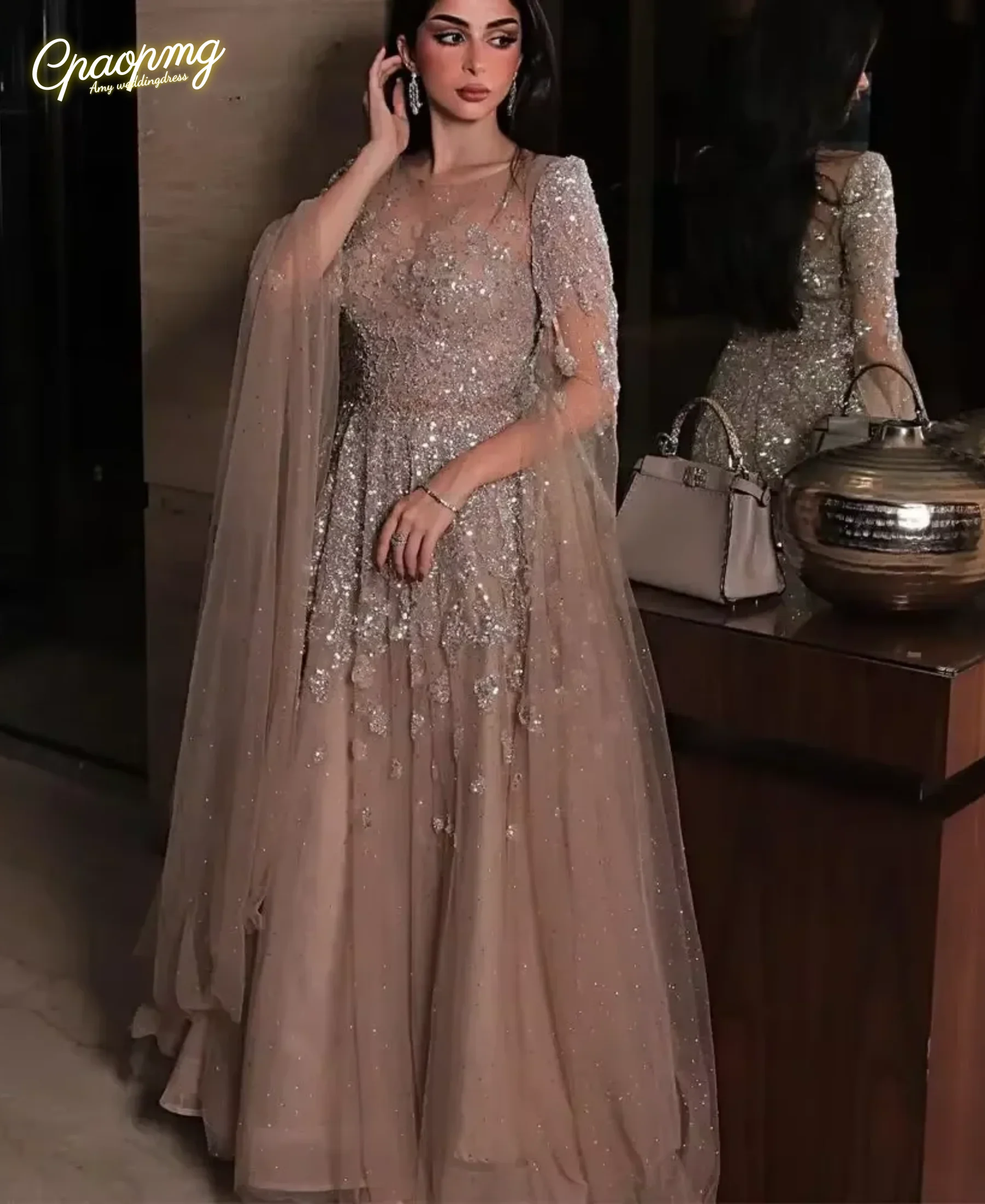 

Изысканное вечернее платье А-силуэта для женщин с блестящим тюлем, аппликацией из пайеток, элегантное платье для выпускного вечера и торжественных мероприятий