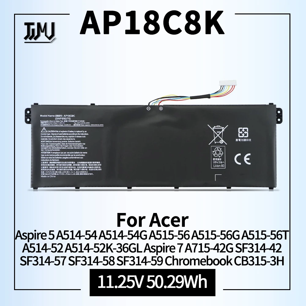 Substituição da Bateria Acer Aspire Ap18c8k A51454 A514-54g A515-56 A515-56g A515-56t A514-52 A514-52k36gl Aspire A71542g