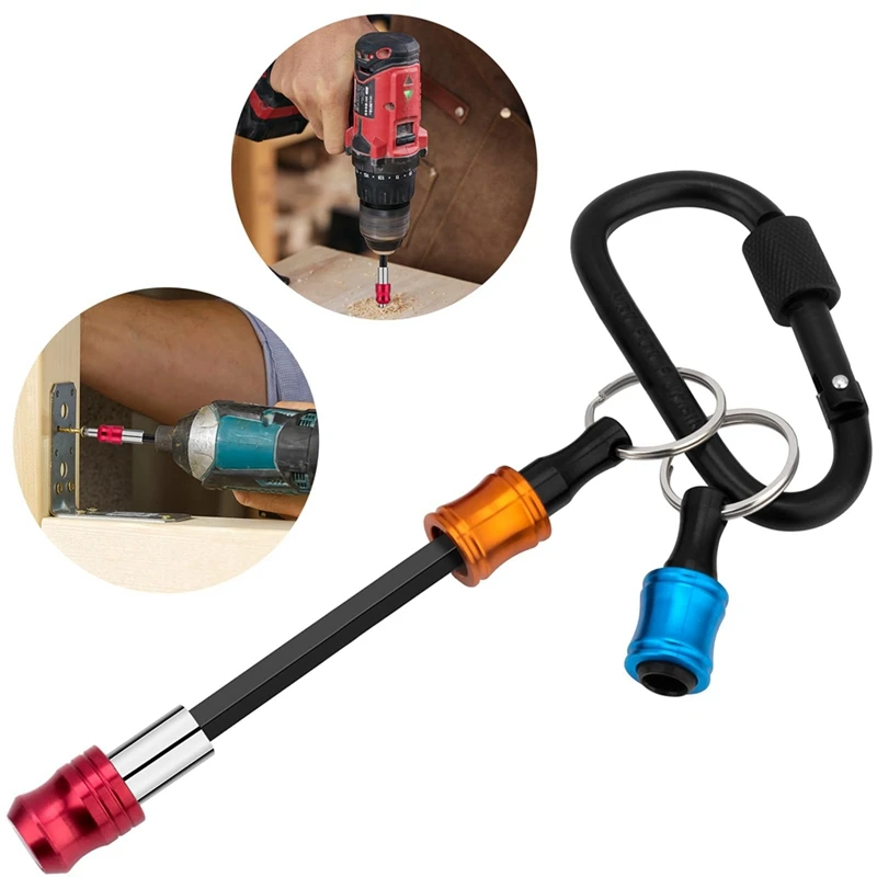 5Piece Magnetic Drill Bit Extension Set, 3PCS Bit Extension Kit With 3 Sizes And 2PCS Bit Holder Keychain Easy To Use