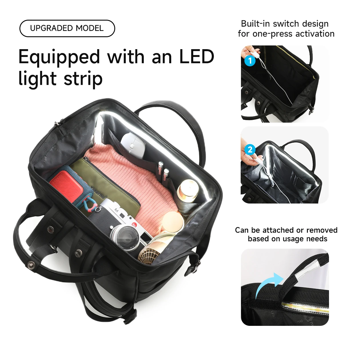 Tigernu 15.6 inch Multifunctional Women Laptop Backpack TPU Waterproof With LED Strip For Travel School Business Daily Commute
