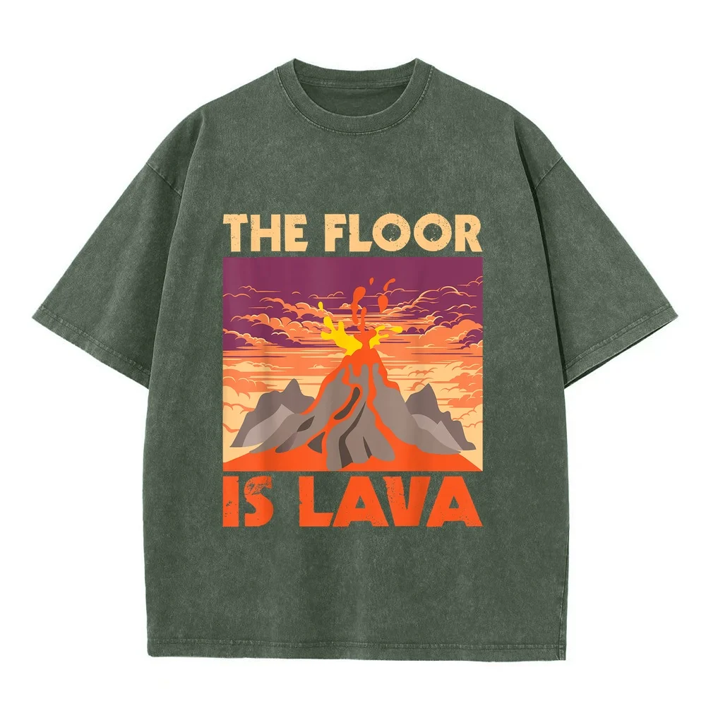 The Floor Is Lava Volcanologist Volcanology Volcano Lover T-Shirt Camisetas Men's Cute Printed Cotton Tee Graphic Men Shirt