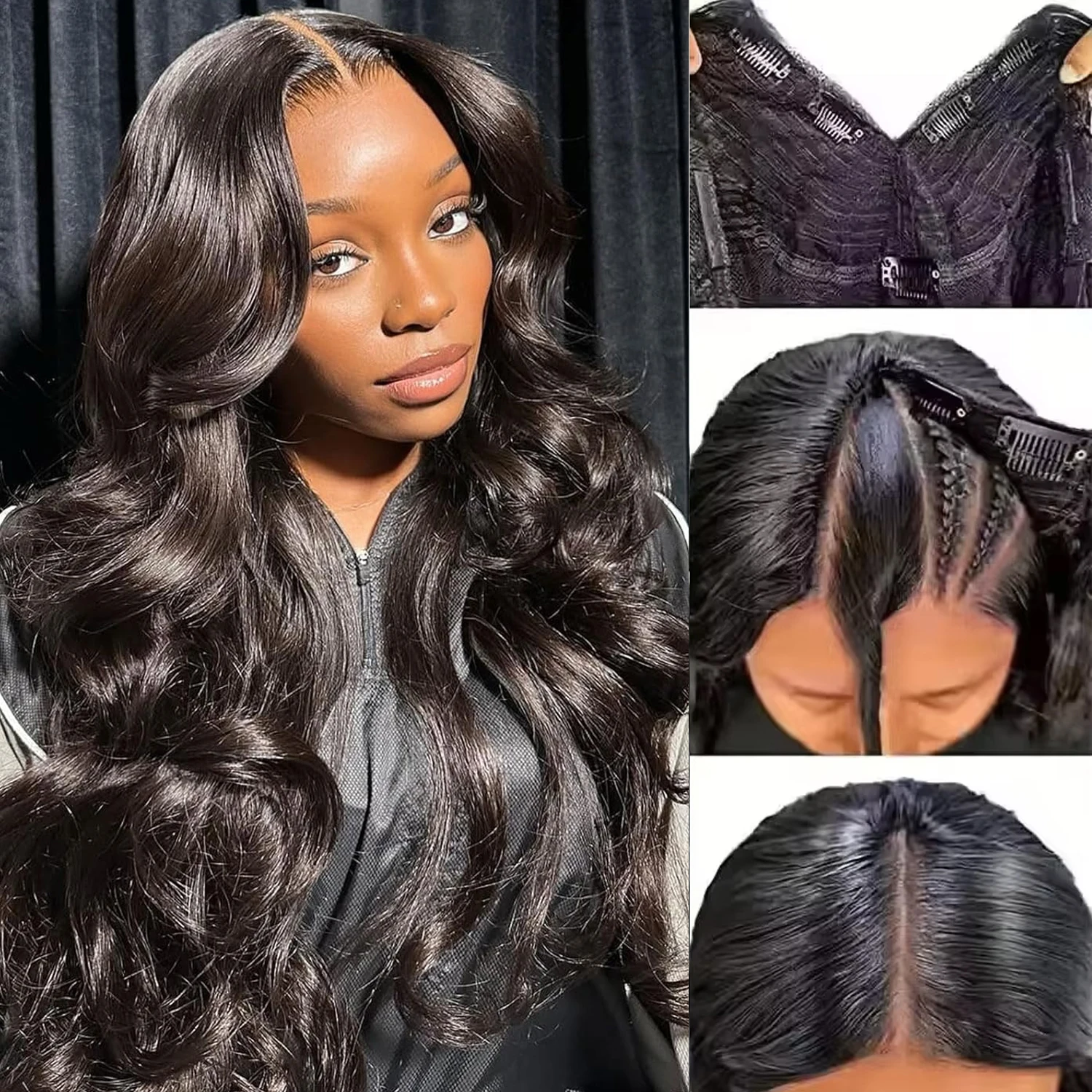 Perruque V Part Body Wave en cheveux humains bruts, 18-32 pouces, densité 220%, style brésilien ondulé, pour femmes, perruques faciles à utiliser pour les débutantes