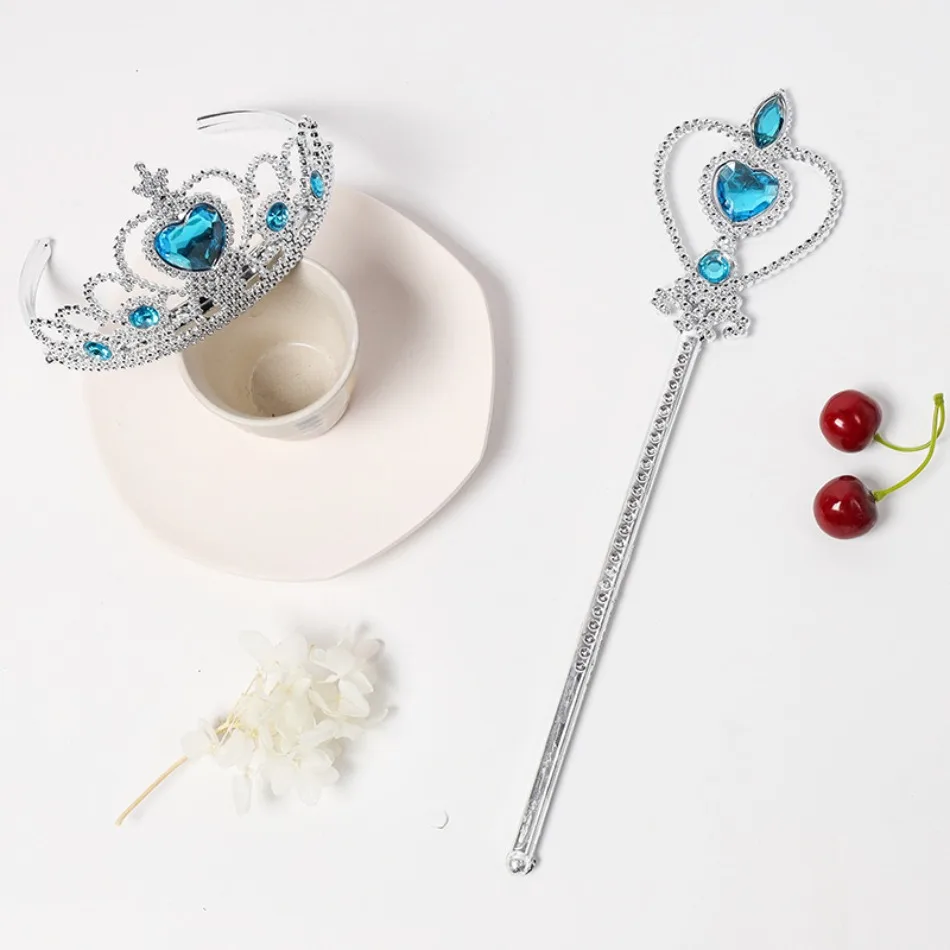 4pcs Queen Crown Frozen Blue Crown Magic Wand Kids Princess Magic Wand Fairy Wand Girls Show Dress Up Pink Purple Rose Headwear view 4