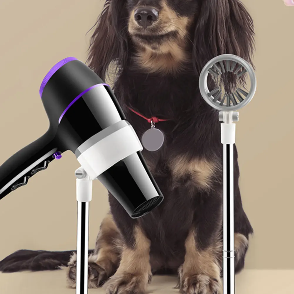 Hairdryer Rack Floor Standing Pet Hair Dryer Bracket Hand Free Dryer Holder Dog Hair Drying Tool Stand White Pet Accessory