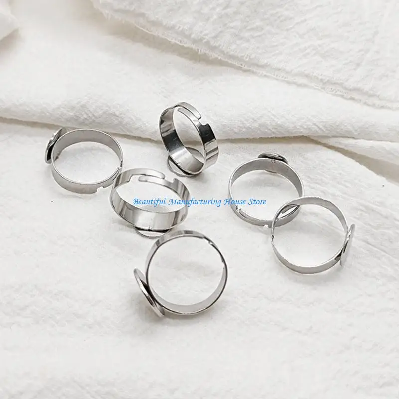 

E56A 10pcs Sturdy Stainless Steel Adjustable Rings Mounts For Crafting Unique Jewelry