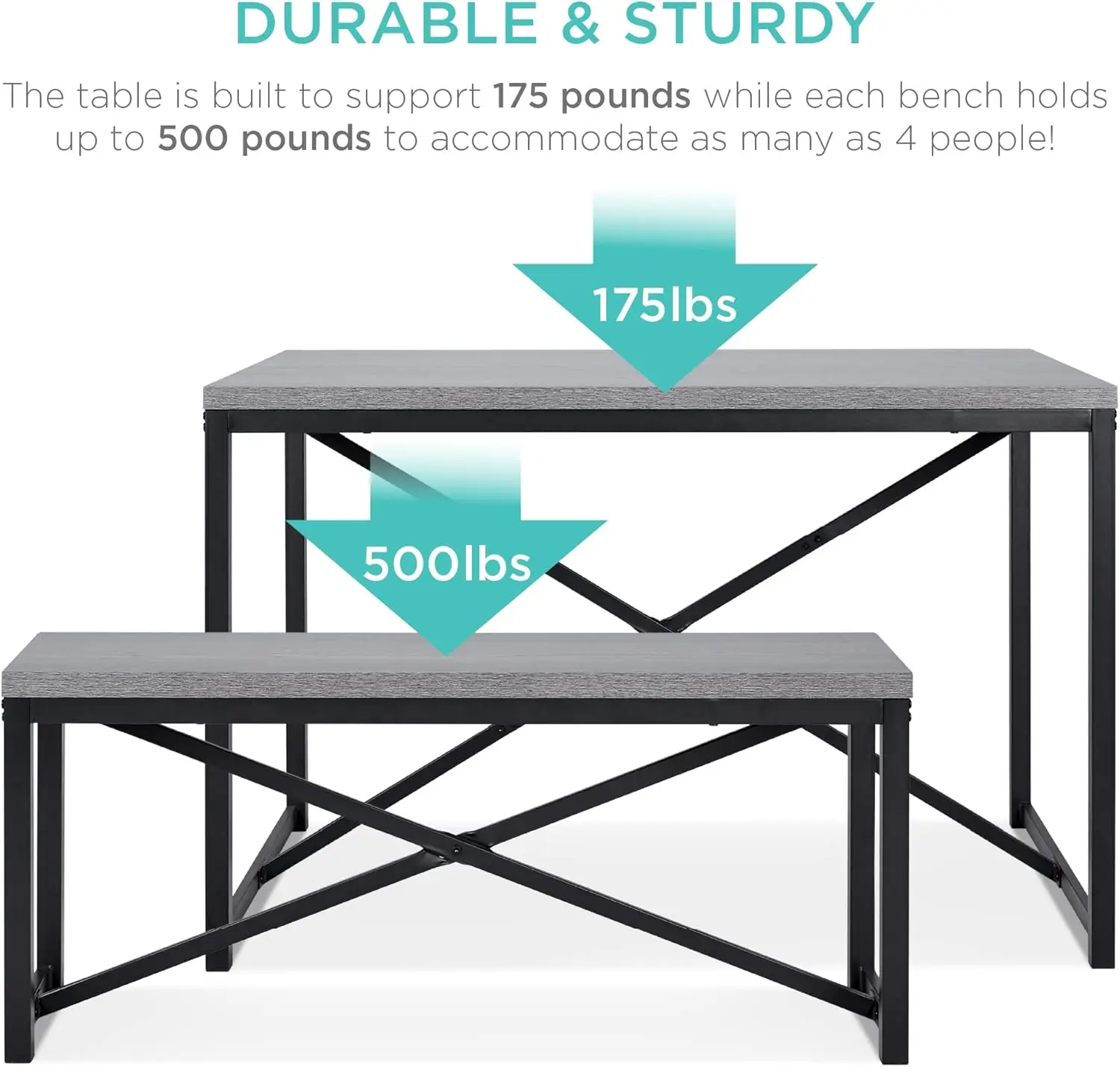 Juego de muebles de comedor estilo Banco, comedor con 2 bancos, ahorro de espacio para 4 personas, cocina, 45, 5 pulgadas, 3 piezas