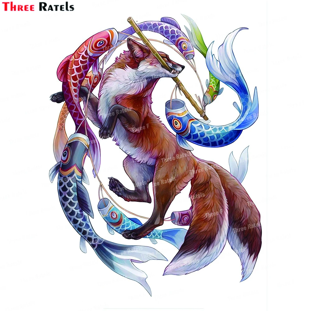 Three Ratels L775  Three Tailed Lotus Fox Stickers Personalized Creative Scratch Decals Vinyl Materia