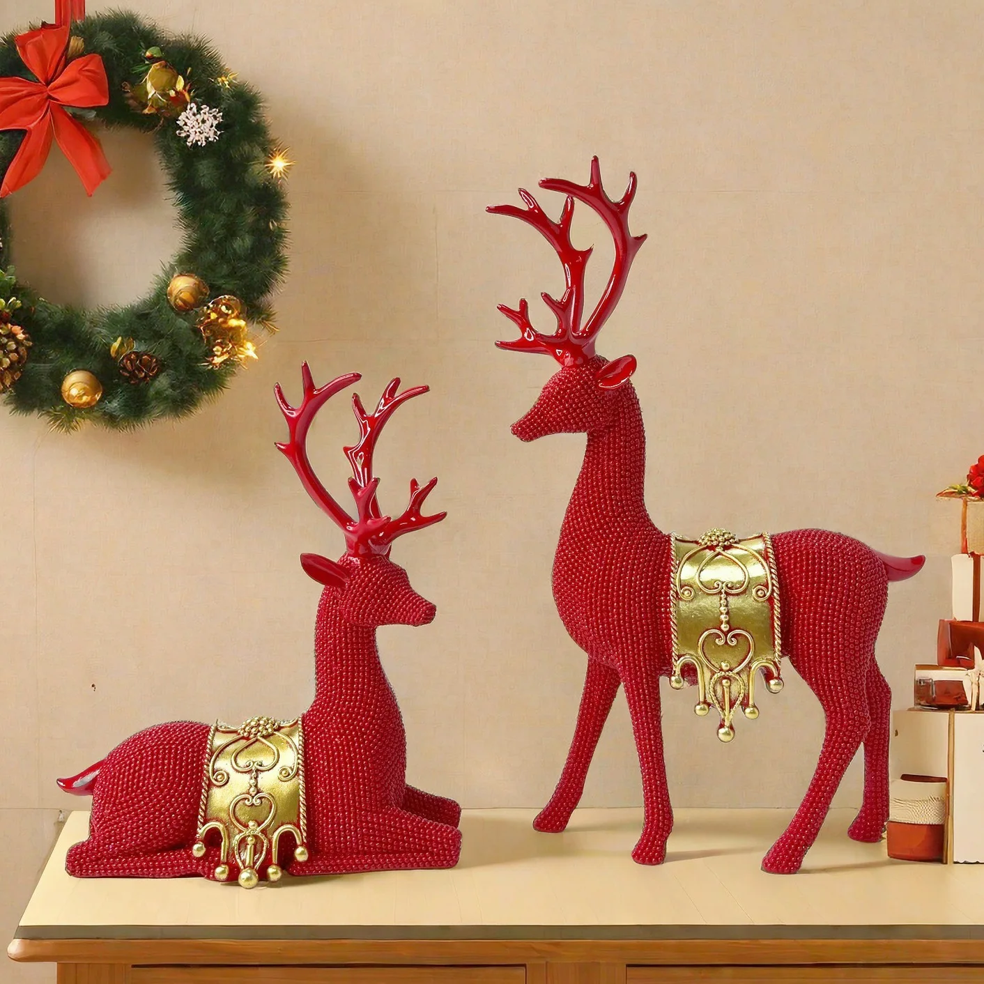 

New Christmas Pearl Deer Pendant Living Room Home Desktop Christmas Atmosphere Decoration Pendant