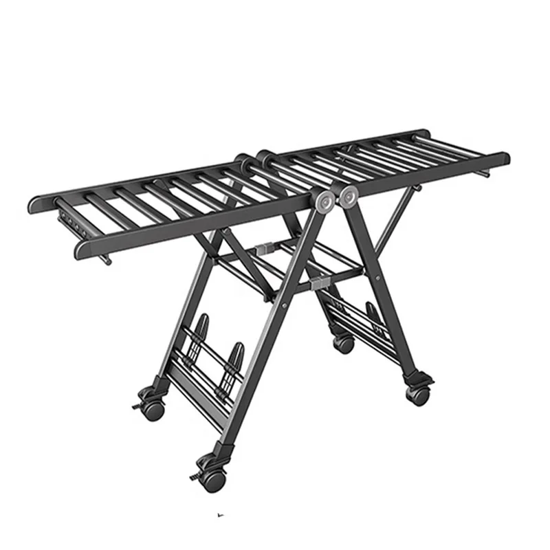 

Milk white aviation grade folding drying rack household aluminum alloy floor indoor balcony quilt drying artifact clothes drying