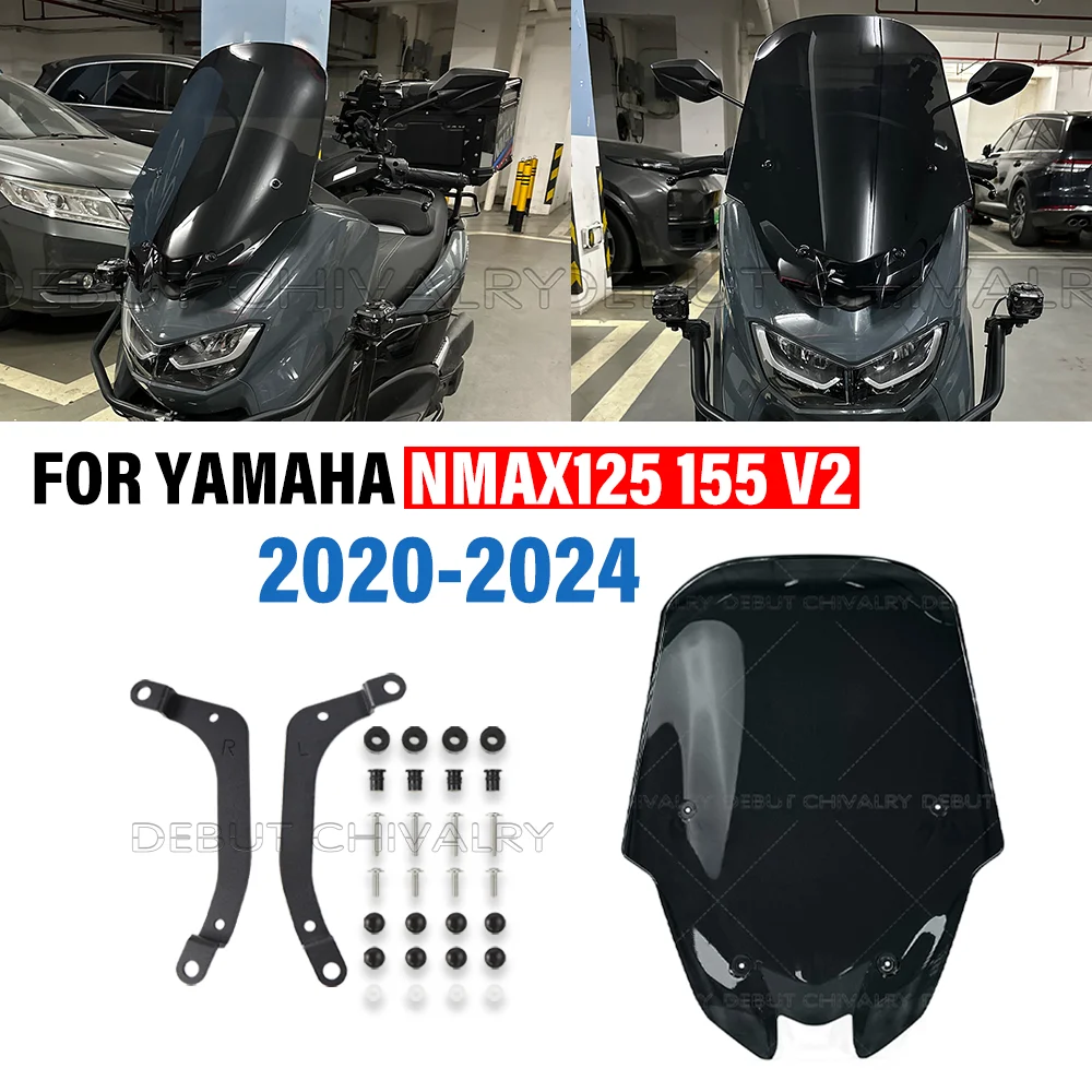 

Для YAMAHA NMAX 155 NMAX125 V2 2020-2024 лобовое стекло мотоцикла, переднее лобовое стекло, защита для скутера, дефлекторы воздушного потока, козырек
