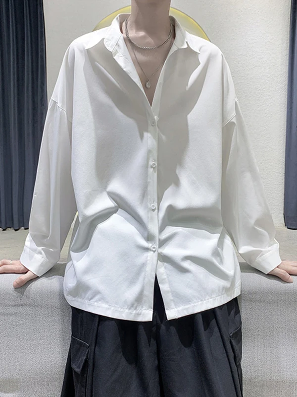 Premium Ice Silk Long Sleeve Men's Shirt Thin Five-Quarter Sleeve Design Summer Lightweight Handsome Top Outerwear