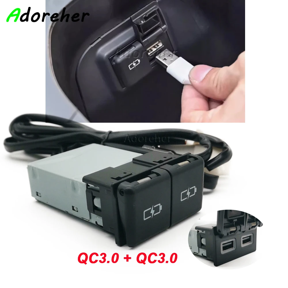Auto Dual USB Typ-C Schnellladegerät Schnittstellensockel Handy-Ladegerät für Sienna LC76 Highlander RAV4 Modell für Toyota