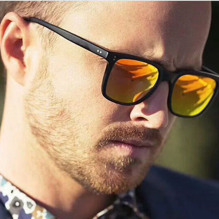 ZXWLYXGX-gafas de sol con diseño de marca para hombre, Estilo Vintage masculinas de lentes de sol, con montura cuadrada, espejo, UV400