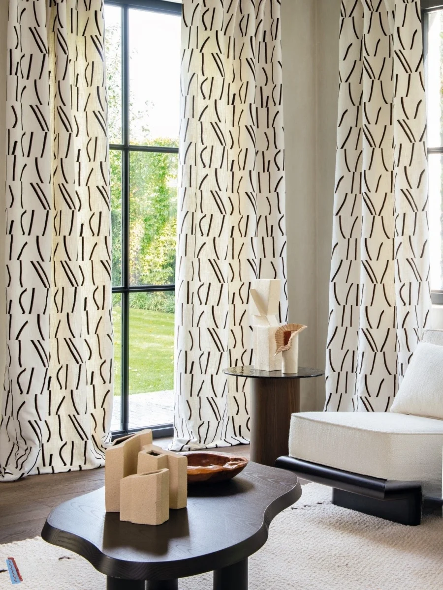 

Элитная портьерная ткань Casamance LINEFOLIA с вышивкой в мелкую вертикальную полоску, скандинавский геометрический узор
