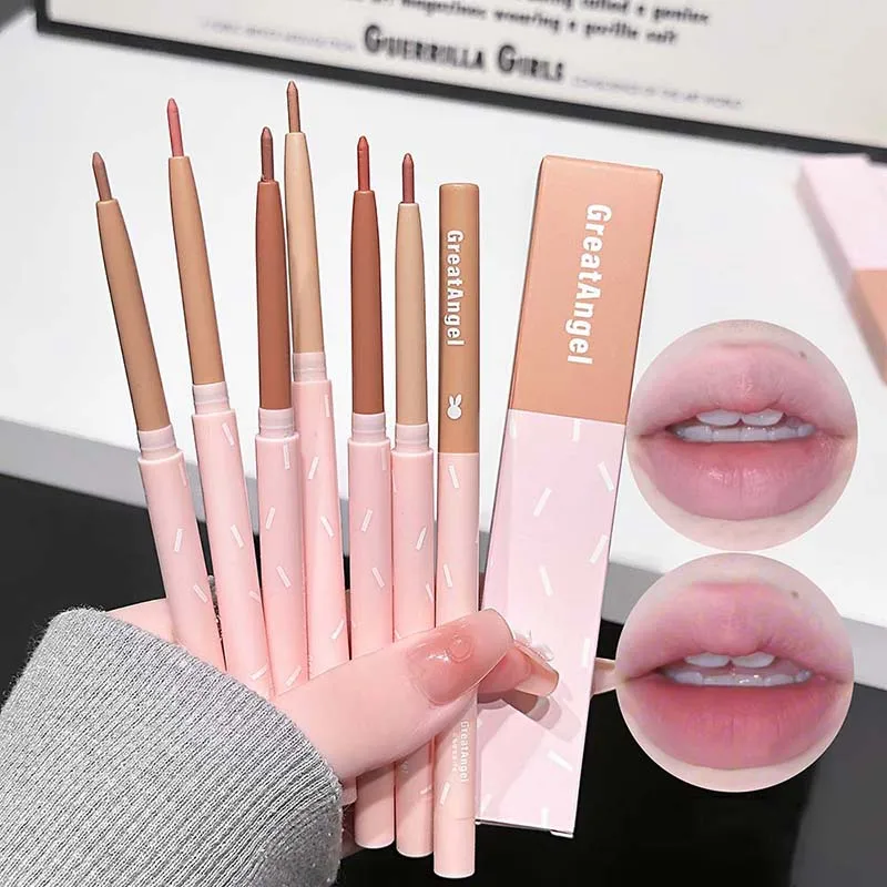 Korean Lip Liner Waterproof Matte Lip Liner Pencil Non-stick Cup Smooth Lip Contour Pen Nude Pink Brown Lip Makeup For Women