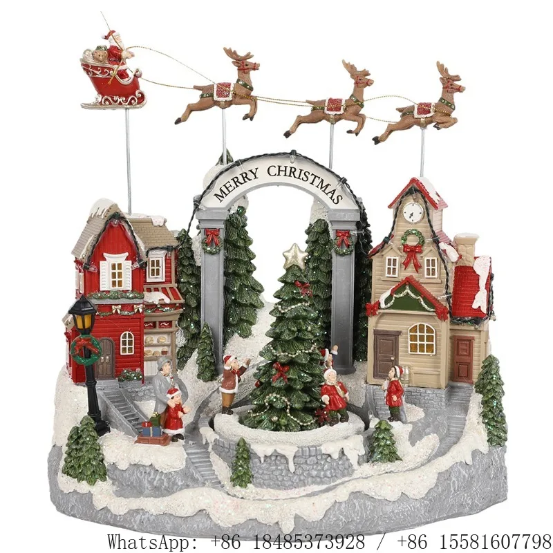 European-style Christmas Villa LED Light Room with Music Bells, Christmas Gift Atmosphere Decoration, Decorative Ornament