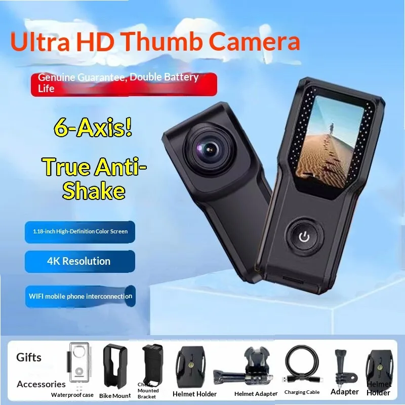 4K Action Camera with Anti-Shake & WiFi, Waterproof Sports Camera for Vlogging Cycling Driving Recording