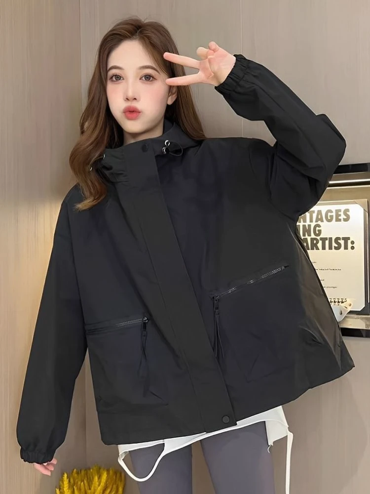 

​Petite Women's Windbreaker Jacket Short Baseball Coat All Purpose Spring Outerwear Versatile Design​