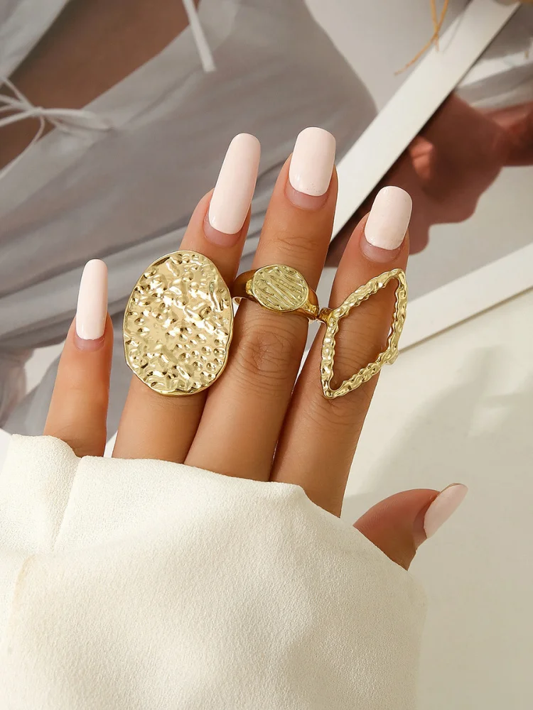 

Модный набор колец с геометрической дугообразной поверхностью, открытые кольца, трендовый дизайн для узкой аудитории, кольца-сопутствующие изделия, экстравагантные открытые кольца