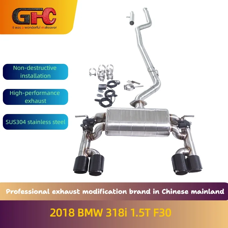 GFC brand for the 2018 BMW 318i 1.5T F30 Catback high-performance variable valve exhaust system ,wiht muffler and tips