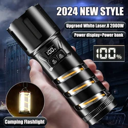 2024 Newest Most Powerful White Laser+Camping light 2IN1 Upgrade LED Flashlight Digitals Display Torch with 15000mah Battery