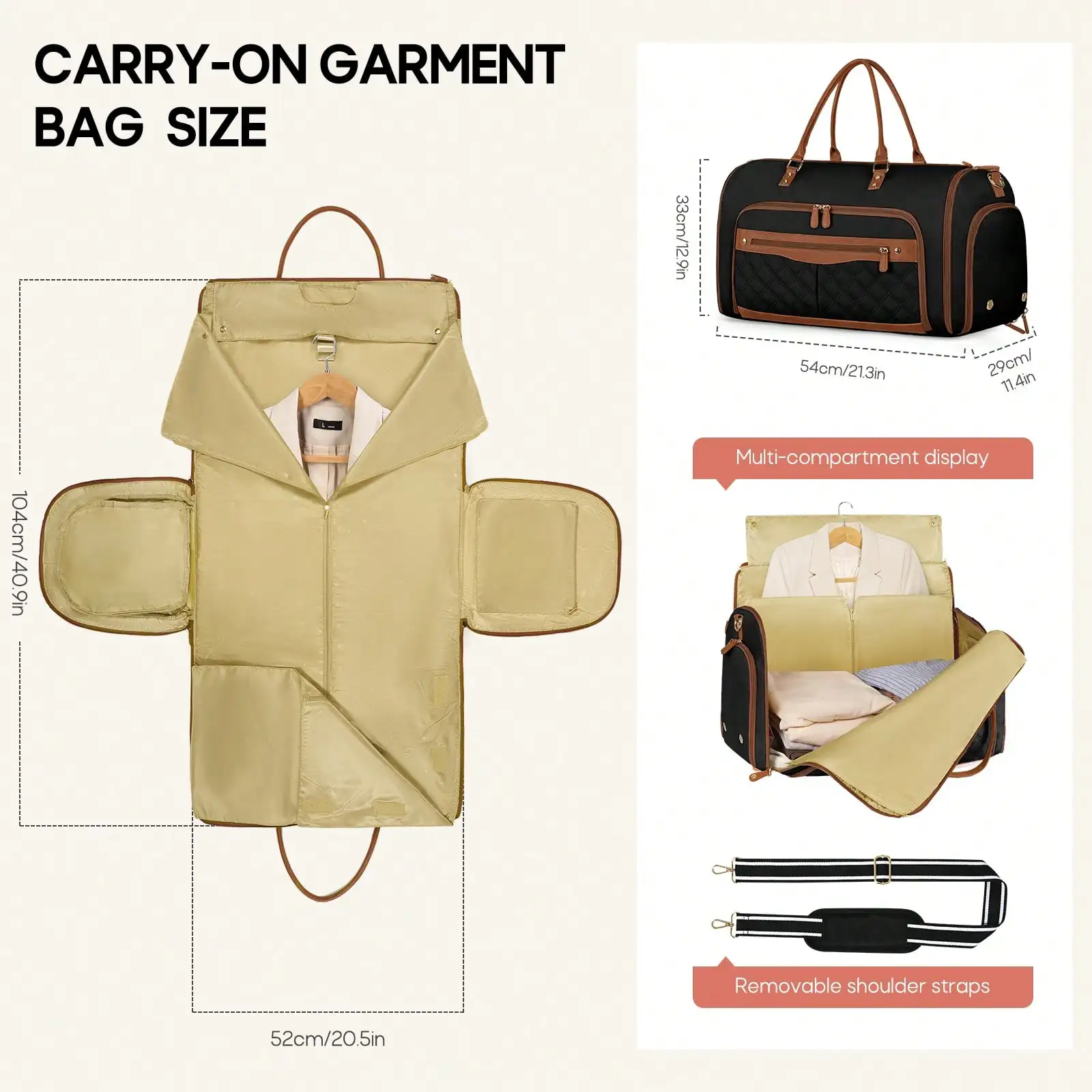 Travel Garment Bag For Women 2 In 1 Convertible Travel Bag Foldable Large Capacity Travel Duffle Travel Waterproof Suit Suitcase Suit Business Women