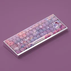 Dreamland Keycap Oil Painting Style Side Engraved Translucent Keycaps Cherry PBT 13Keys Purple Gradient Smudge Keycaps