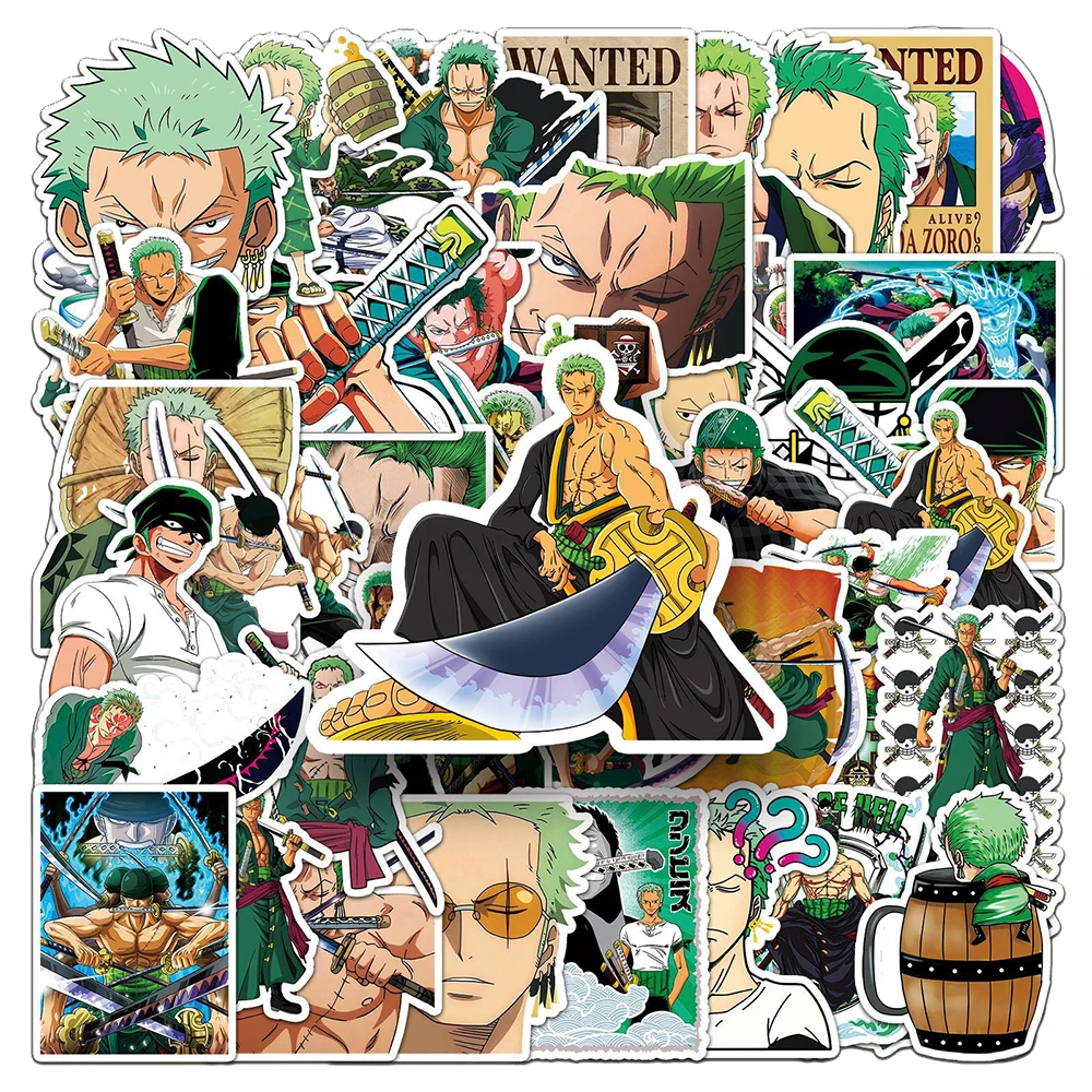 

10/30/50pcs Cartoon One Piece Roronoa Zoro Anime Stickers Decals Skateboard Laptop Phone Motorcycle Waterproof Sticker Kids Toys