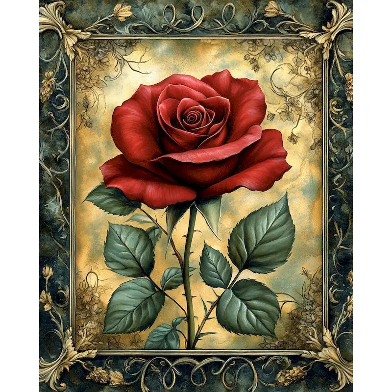 

GATYZTORY Diy Painting By Numbers Kits Red Rose Flowers Handpainted Personalized Gift Paint With Numbers For Home Decors