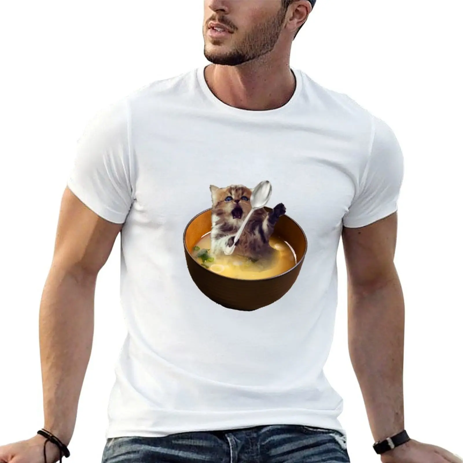 

soup cat T-Shirt cotton t shirts high quality t shirts for man slim fit T-Shirt