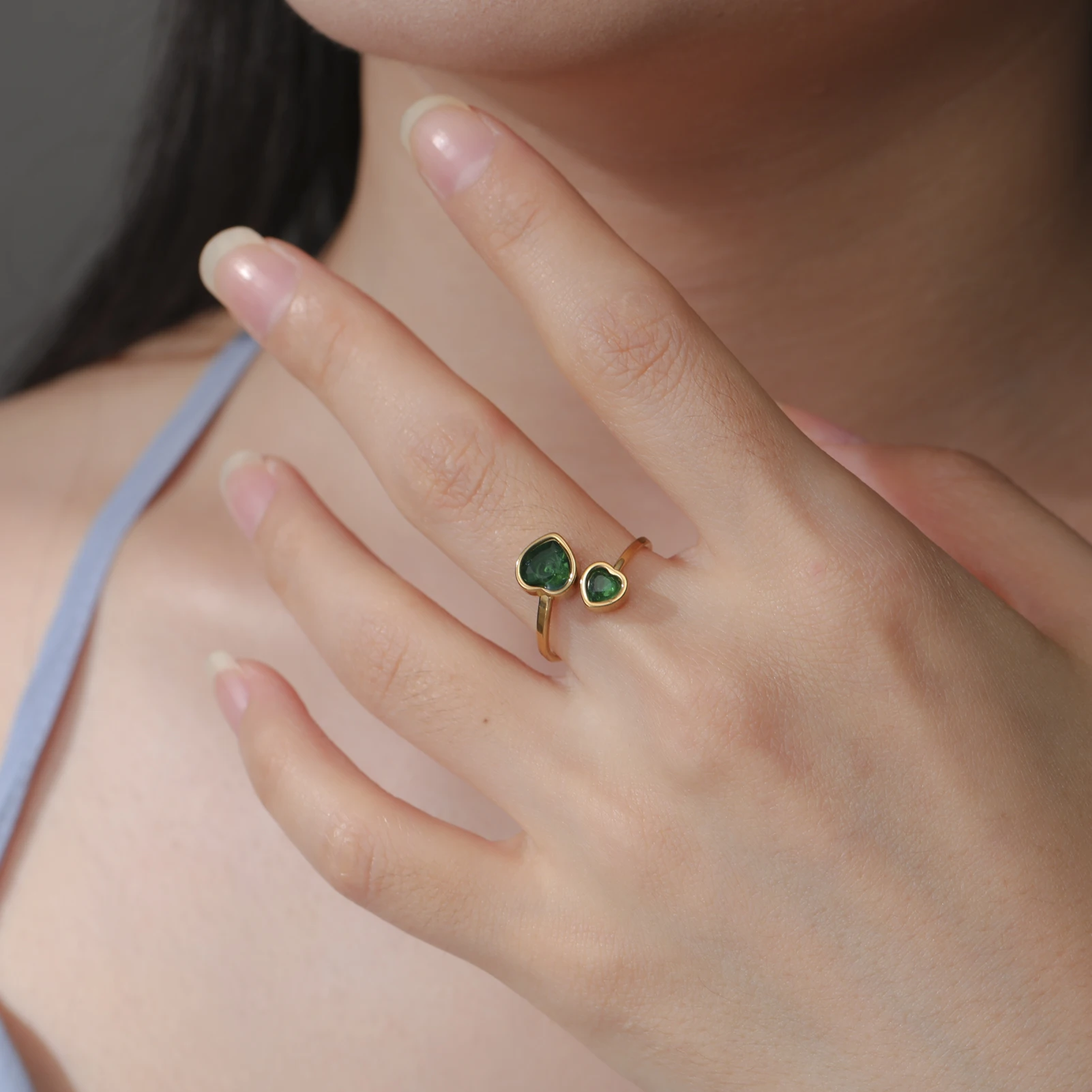 Skyrim الزركون القلب الدائري الفولاذ المقاوم للصدأ الذهب اللون المفتوحة خواتم موضة مجوهرات الزفاف الجمالية هدية بالجملة #4