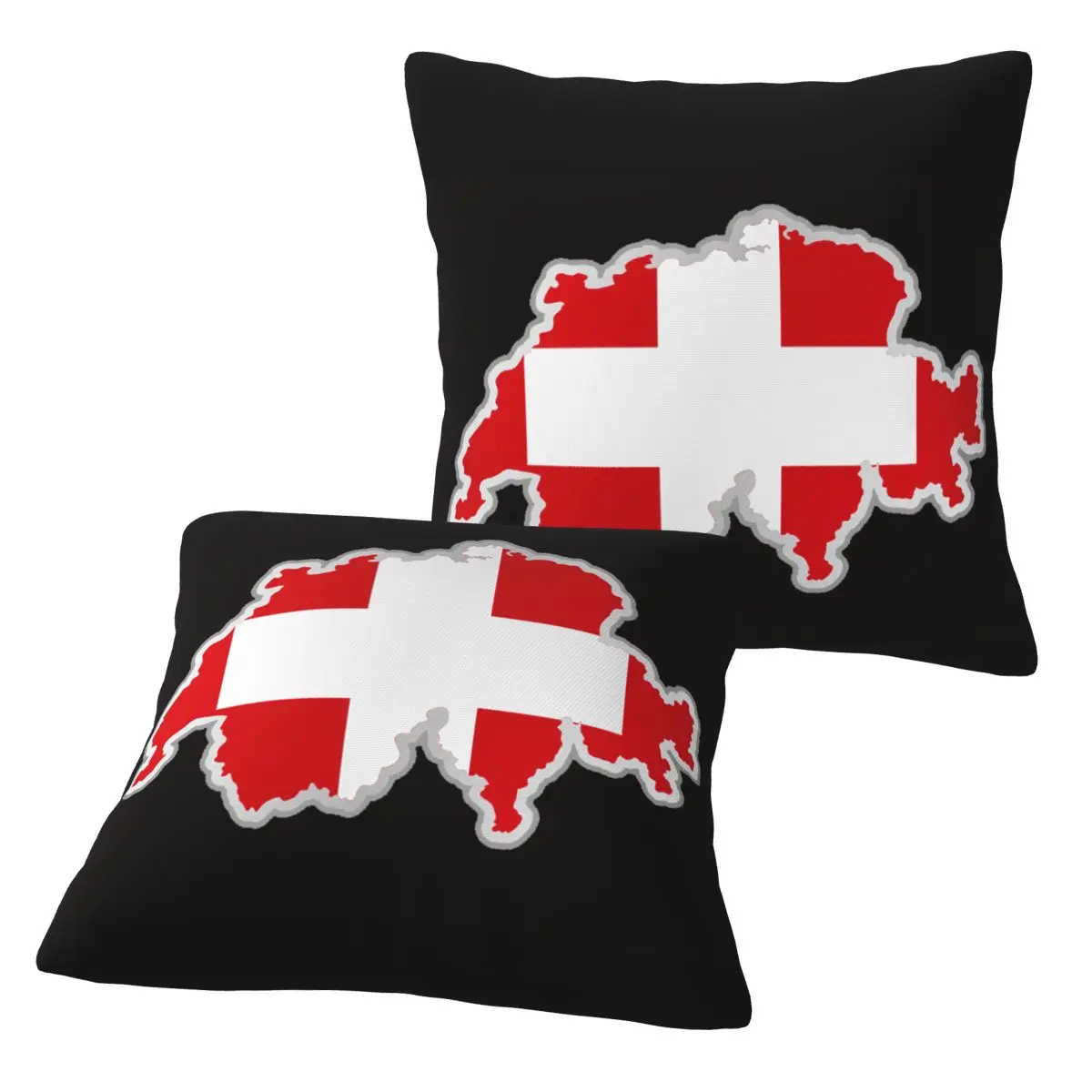 Swiss Switzerland Flag 2 pcs Square Pillowcase Pillow Cover Cushion Zip Decorative Comfort Throw Pillow for Home Car