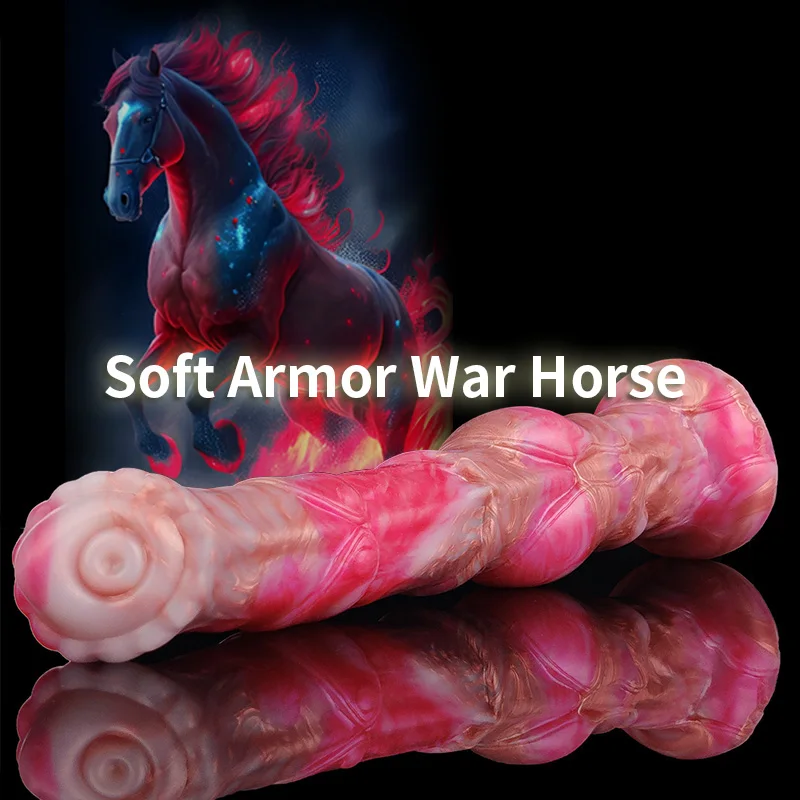 YOCY 12 Inch War Horse Dildo 6.5cm Thick Armor Knot Anal Stimulator Soft Silicone Animal Penis With Sucker Sex Toy For Women Men