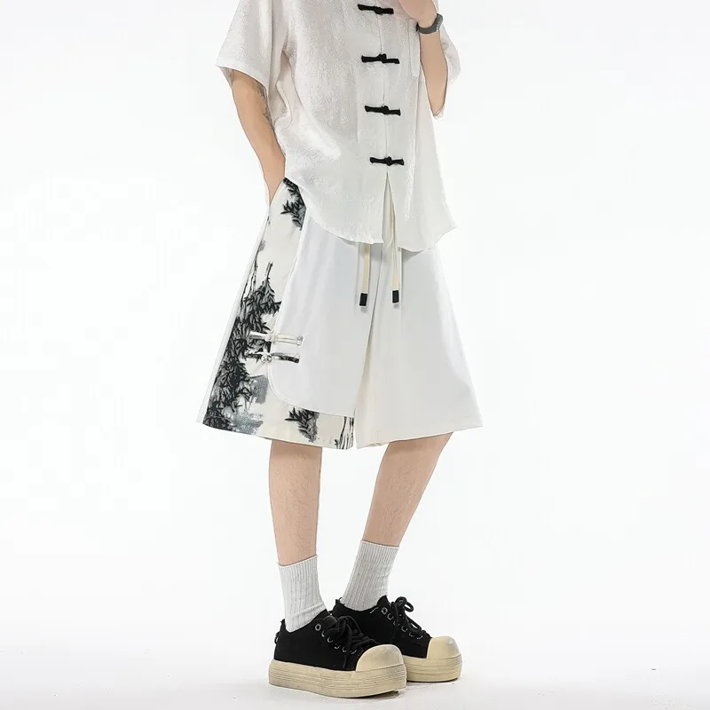 

Мужские дышащие быстросохнущие повседневные летние плавки больших размеров с китайским чернилами и бамбуковым принтом, 5 дюймов, M-XXXXXXXXL 8XL