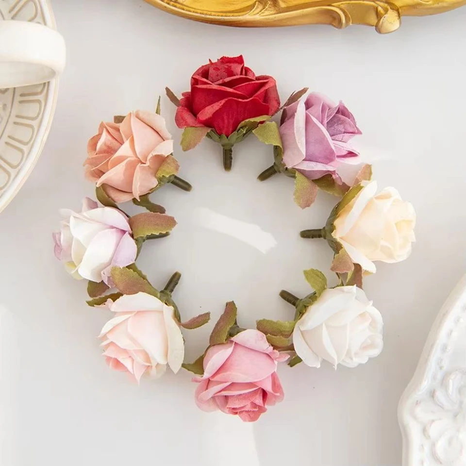 Artificial silk RoseHead flower Hot selling Wedding bridal bouquet Car Decor home Outdoor Garden Holiday Party DIY Hairpin gifts