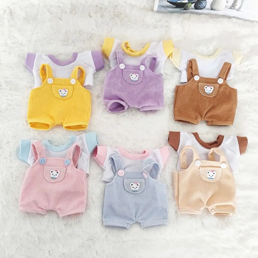 15cm/20cm Doll Clothes Fashion T-shirt Clothes Doll Overalls Casual Wears Jeans Overalls Pants 1/12 Dolls Clothes Accessories