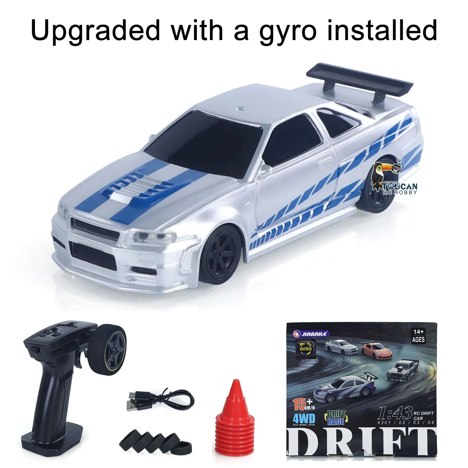 Geschenken 1/43 RC Drift Auto met Gyro Verbeterde Ver 2.4G Afstandsbediening Mini Drift Raceauto 4WD Radiobesturing RC Speelgoed Verkeerskegels