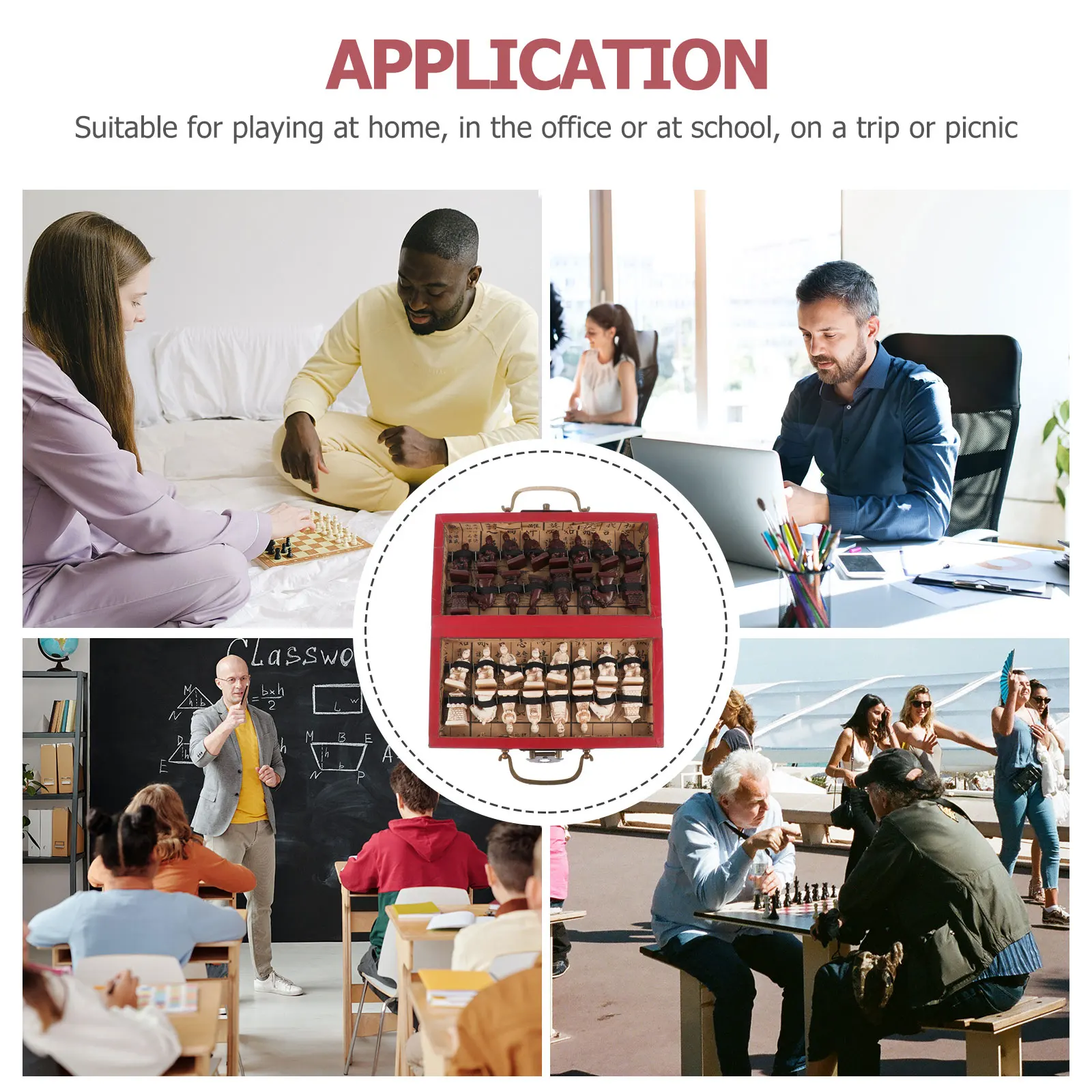 

1Set International Chess Creative Folding Design Small Size Style Durable Chess Prop for Family Game Challenge