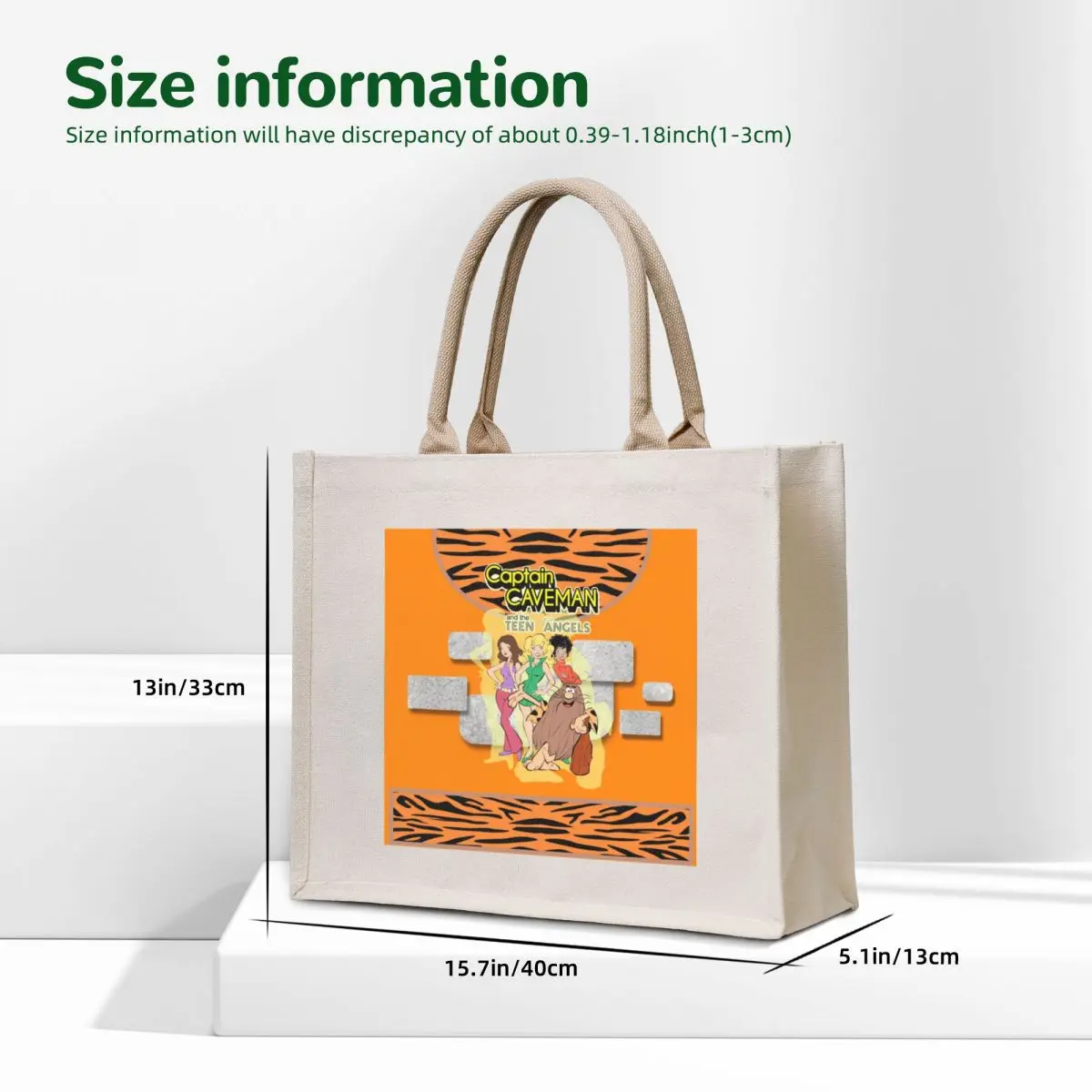 CAPTAIN CAVEMAN TEENAGE ANGELS - STONE AGE CARTOON Tote Bag custom bags shopper bag women canvas women bag Canvas stote