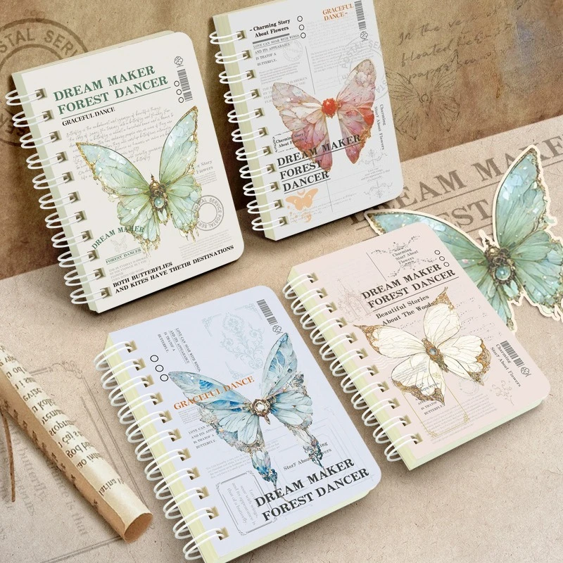 Cartoon A7 Coil Book 60 Sheets Learning Stationery Cute Loose-leaf Small Book Student Portable Pocket Notepad Back To School