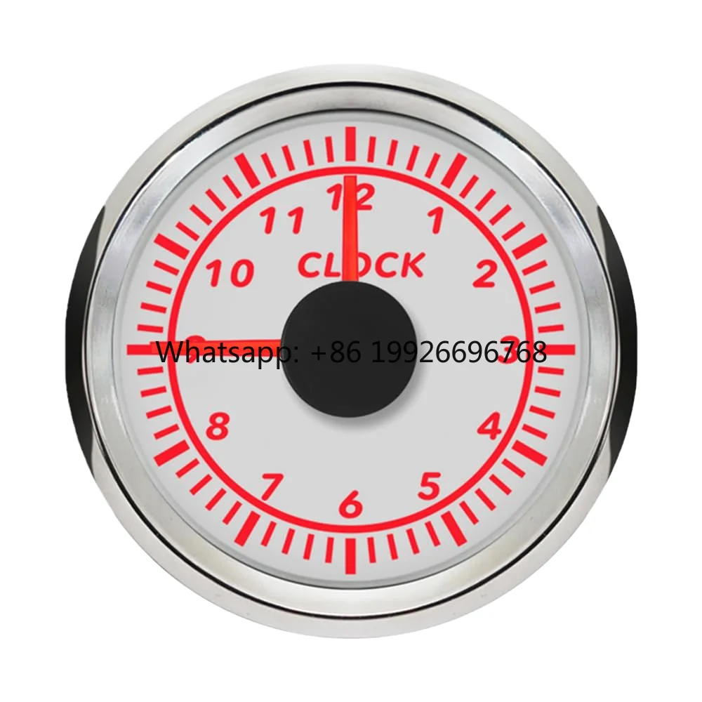 

Водонепроницаемый 52-мм часовой индикатор (датчик) с черной подсветкой, совместимый с 12В/24В, для автомобилей и морского транспорта