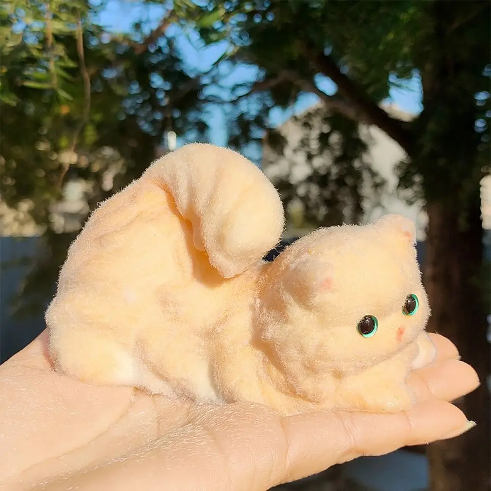 Slow Rebound Persian Cat Doll Squeeze Toy Handmade Silicone Simulation Cat Squeeze Toys Colorful Soft Cat Fidget Toy