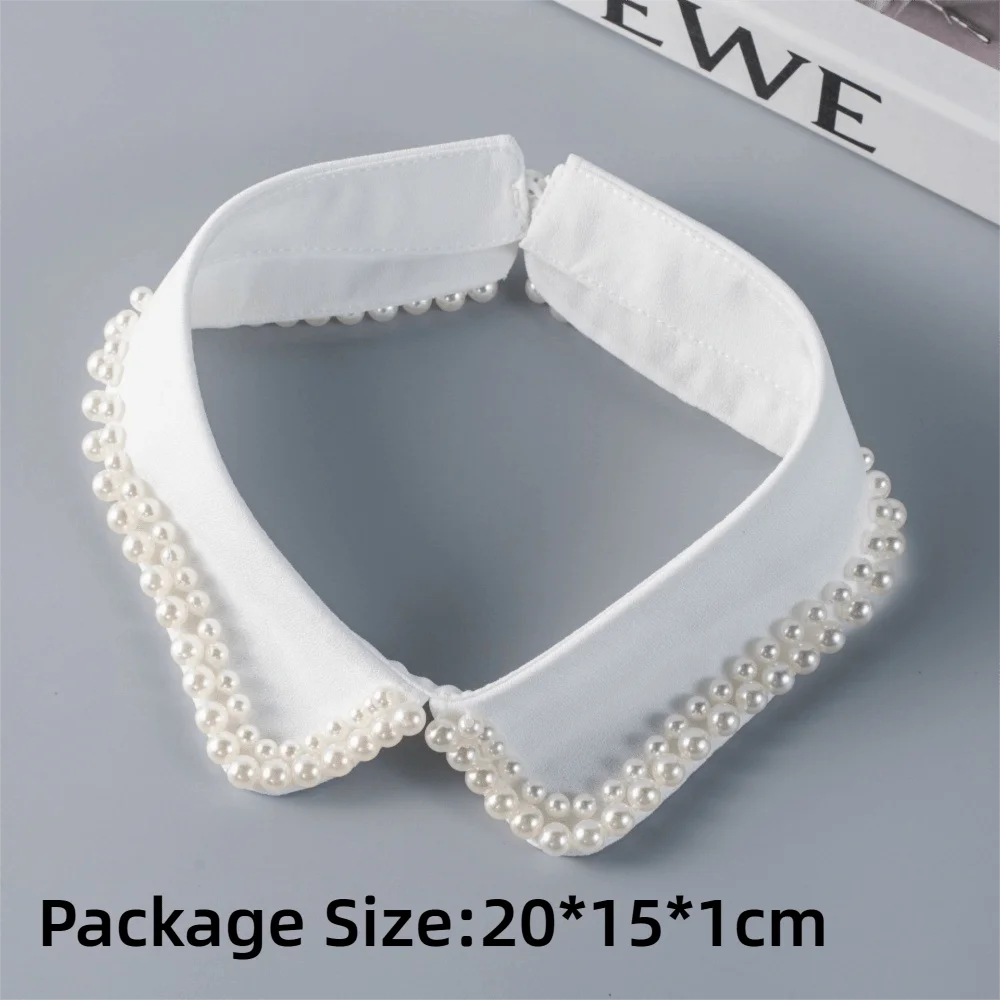 Collar falso con borde de perlas para mujer, accesorio de cuello de camisa elegante desmontable, cuello minimalista de gama alta