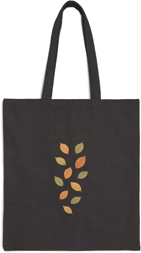 

Холщовая сумка на плечо с растительным осенним листом, женская минималистичная черная сумка, повседневная повседневная сумка для покупок с принтом осенних листьев