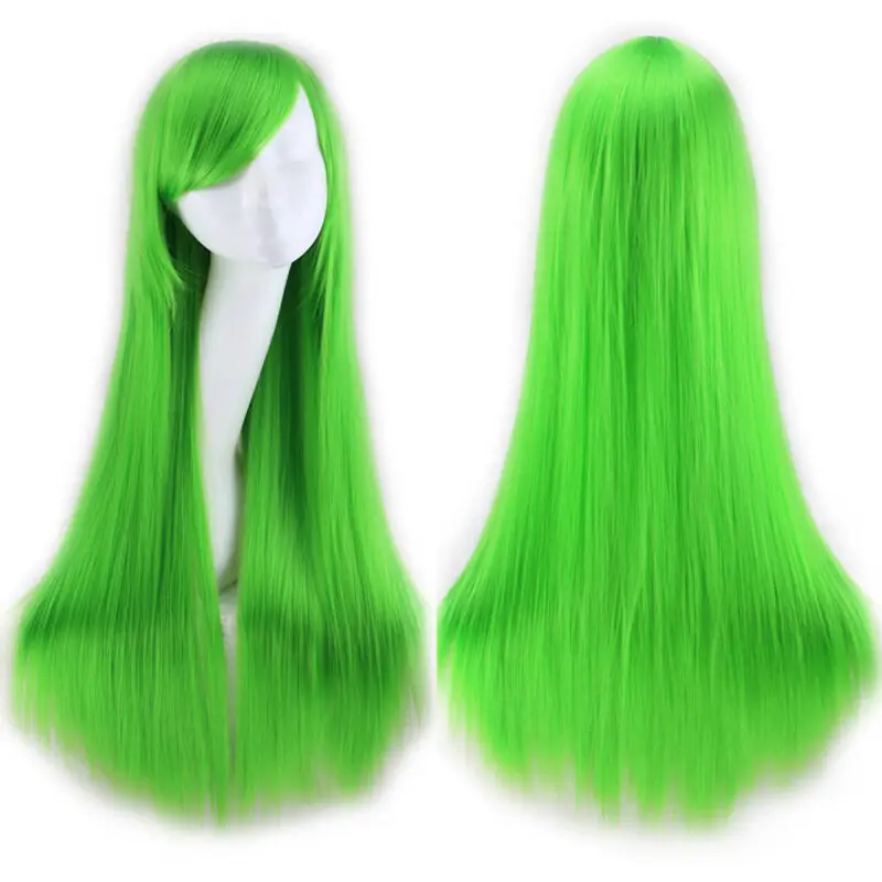 Perucas longas retas para o Halloween, Cosplay Costume Hair, peruca cheia de festa, moda, 80cm