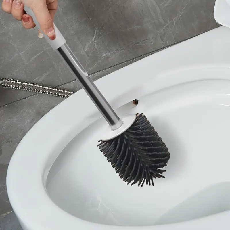 Toilet Brush And Holder Set Drip-Proof Toilet Cleaning Brush With TPR Bristles Toilet Cleaner Scrubber Long Handle Toilet Brush