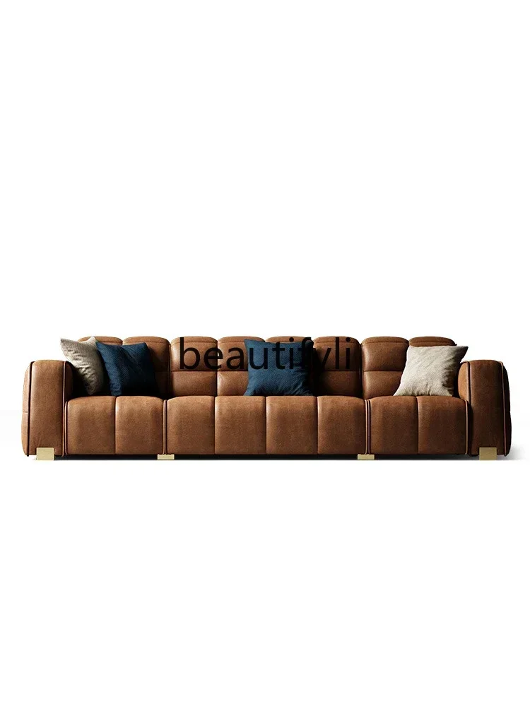D5556  C  CLight luxury multi-functional electric leather sofa first layer cowhide straight row Italian combination sofa